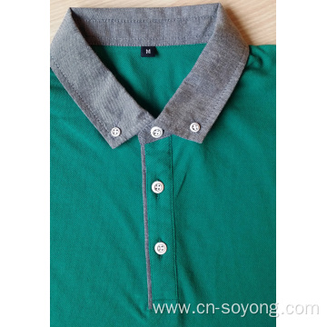 Denim Collar and Cuff Men's Fashion Polo Shirts